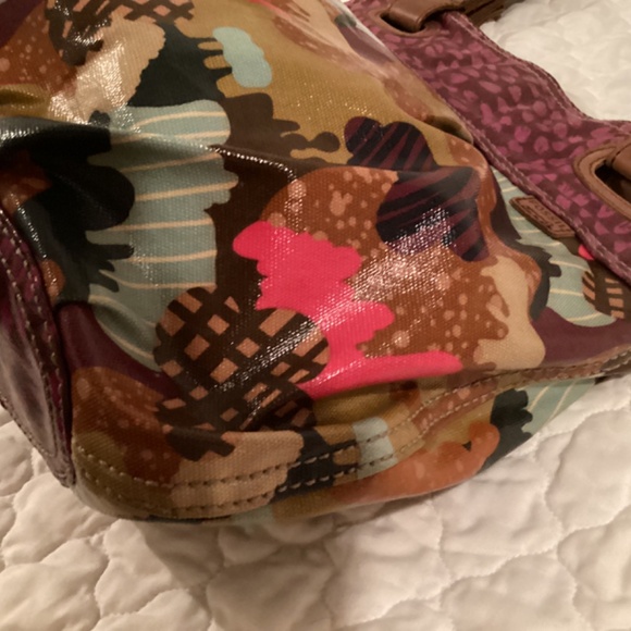 VINTAGE FOSSIL KEY-PER COLORFUL COATED CANVAS SHOULDER BAG - Picture 10 of 12